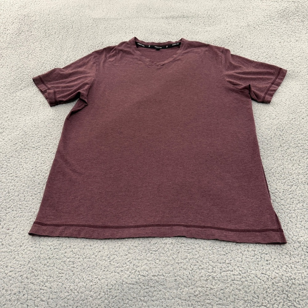 Public Rec Tee Shirt Mens Large Go-To V-Neck Burgundy Pima Cotton Tencel